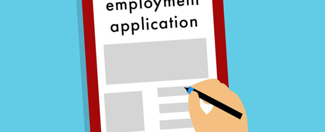 Drawing image of an employment application form being filled out