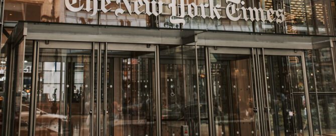 The front doors of The New York Times